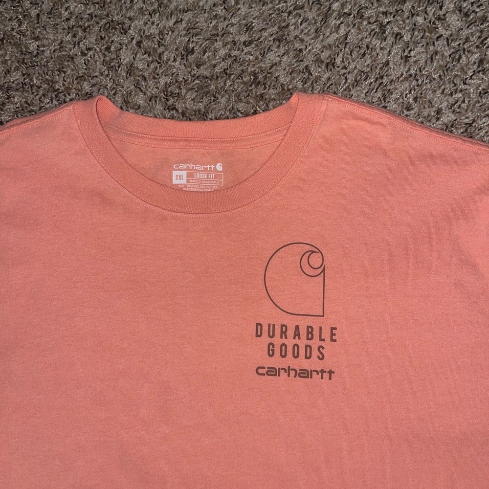 Carhartt Men's Coral “Durable Goods” Short Sleeve Tee - Picture 2 of 5